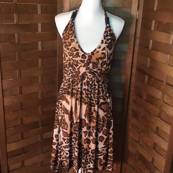 Cristinalove Dresses & Skirts - Women's Animal Print Halter Dress SZ L